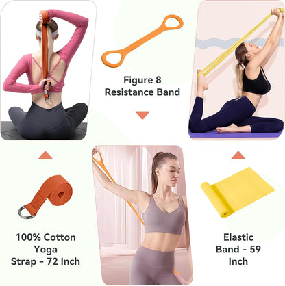 Pilates Ring Kit 12 PCS for Women, Home Workout Equipment with Magic Circle, Mini Exercise Ball, Resistance Bands, Massage Lacrosse, Yoga Strap, Full-Body Fitness Set for Toning & Gift