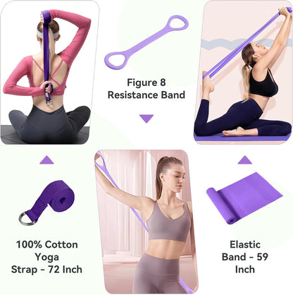 Pilates Ring Kit 12 PCS for Women, Home Workout Equipment with Magic Circle, Mini Exercise Ball, Resistance Bands, Massage Lacrosse, Yoga Strap, Full-Body Fitness Set for Toning & Gift