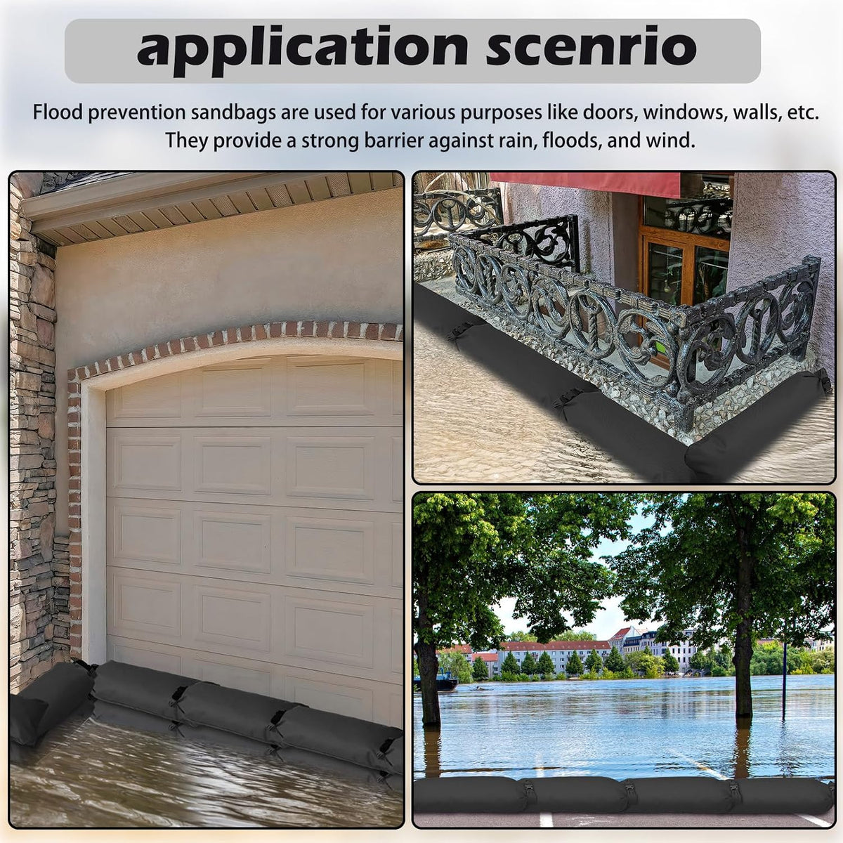 8 Pcs Flood Water Sand Bags Waterproof Sandbags Barrier, Black