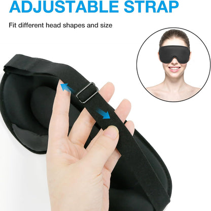 3D Blackout Sleep Mask for Side Sleepers, 5 Pairs Ear Plugs, Purple