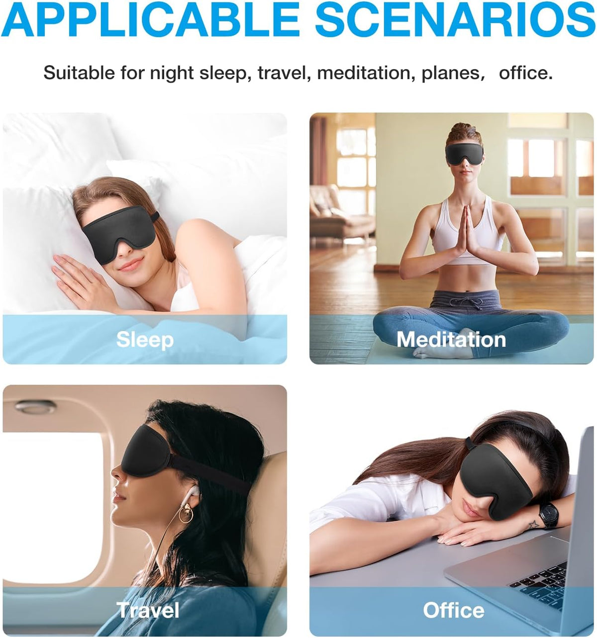 3D Blackout Sleep Mask for Side Sleepers, 5 Pairs Ear Plugs, Purple