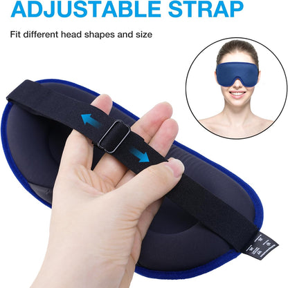 3D Blackout Sleep Mask for Side Sleepers, 5 Pairs Ear Plugs, Purple
