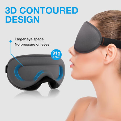3D Blackout Sleep Mask for Side Sleepers, 5 Pairs Ear Plugs, Purple