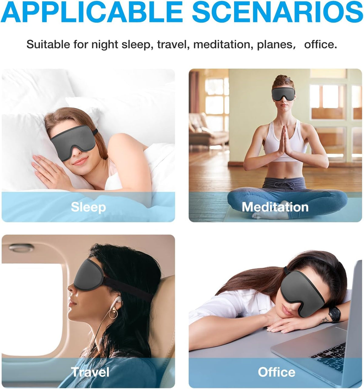 3D Blackout Sleep Mask for Side Sleepers, 5 Pairs Ear Plugs, Purple