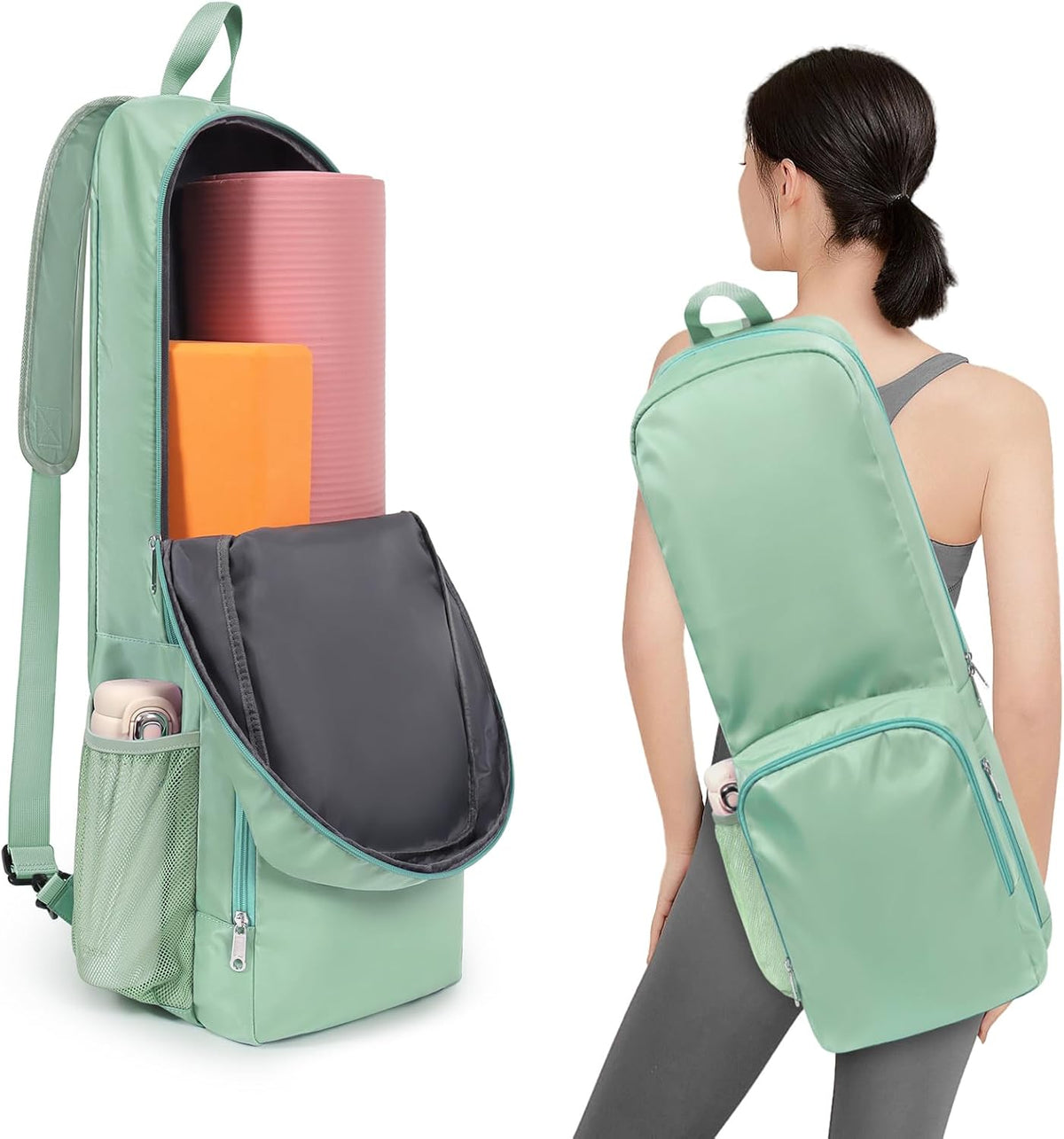 Yoga Mat Bag Carrier with Mesh & Zipper Pockets