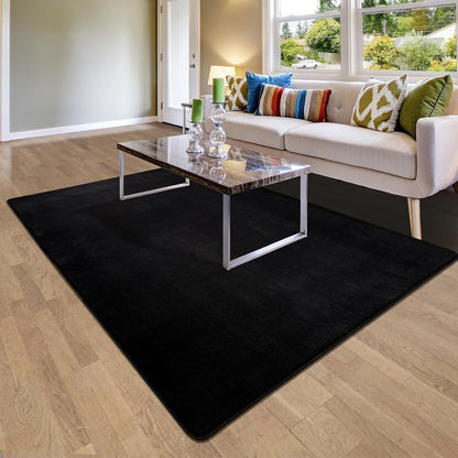 Shag Living Room Area Rug, 6x9 Black Washable Fuzzy Bedroom Rugs, Soft Fluffy Indoor Carpets for Dorm Boys Girls Kids Room Nursery Home Decorations