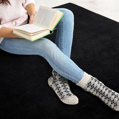 Shag Living Room Area Rug, 6x9 Black Washable Fuzzy Bedroom Rugs, Soft Fluffy Indoor Carpets for Dorm Boys Girls Kids Room Nursery Home Decorations