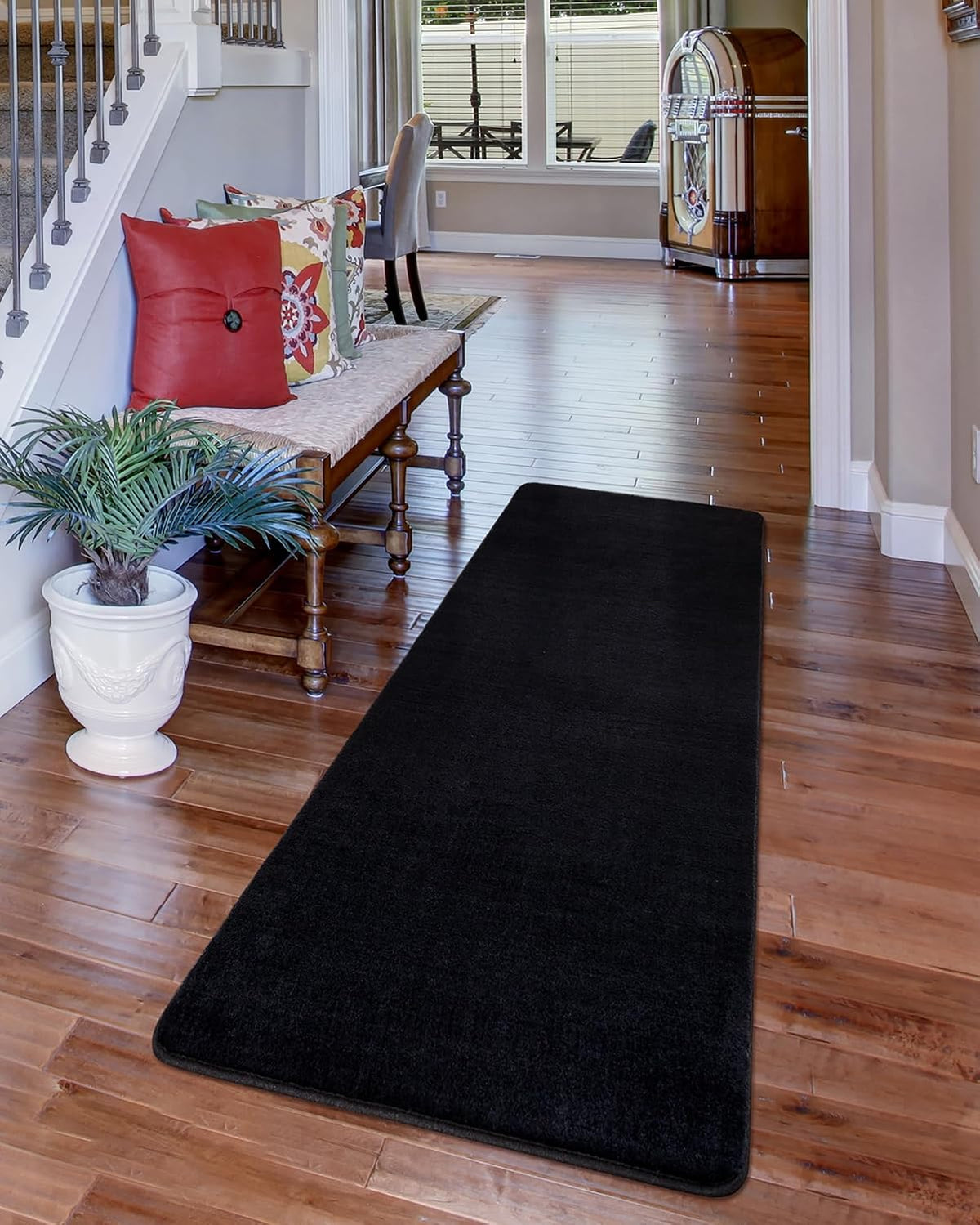 Shag Living Room Area Rug, 6x9 Black Washable Fuzzy Bedroom Rugs, Soft Fluffy Indoor Carpets for Dorm Boys Girls Kids Room Nursery Home Decorations
