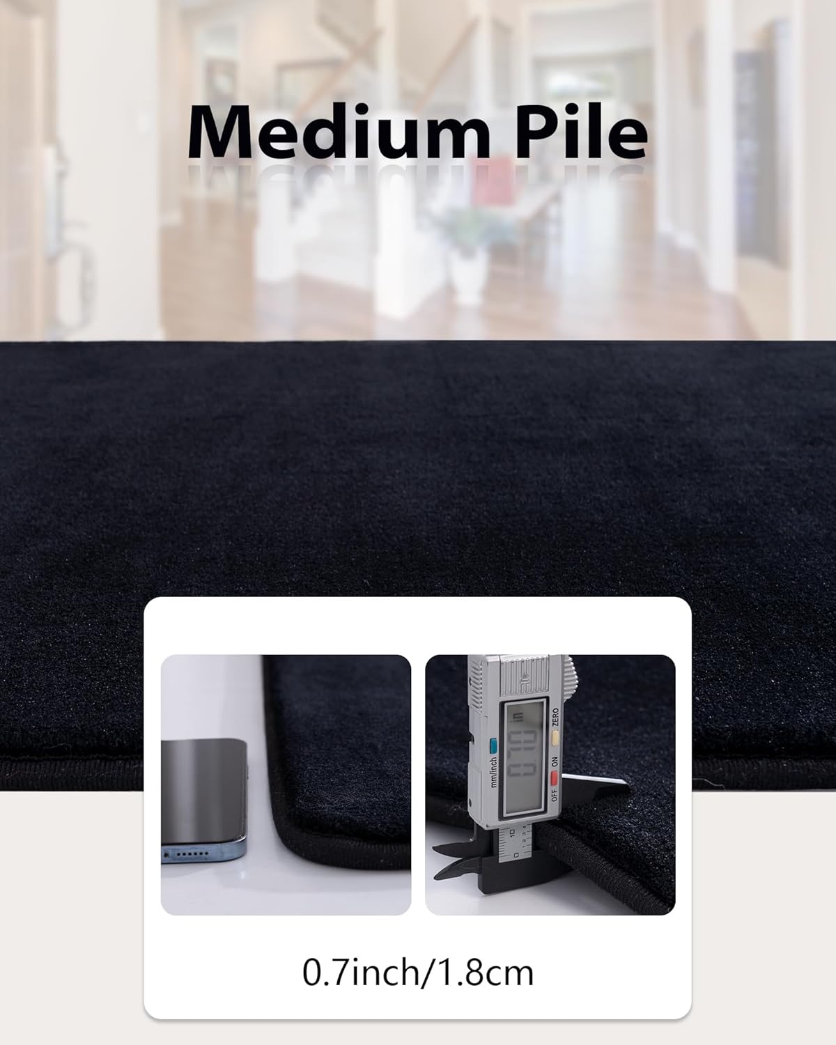 Shag Living Room Area Rug, 6x9 Black Washable Fuzzy Bedroom Rugs, Soft Fluffy Indoor Carpets for Dorm Boys Girls Kids Room Nursery Home Decorations