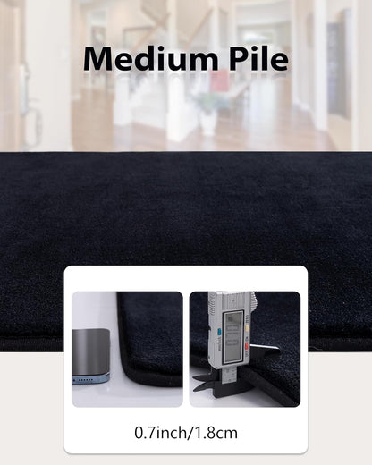 Shag Living Room Area Rug, 6x9 Black Washable Fuzzy Bedroom Rugs, Soft Fluffy Indoor Carpets for Dorm Boys Girls Kids Room Nursery Home Decorations