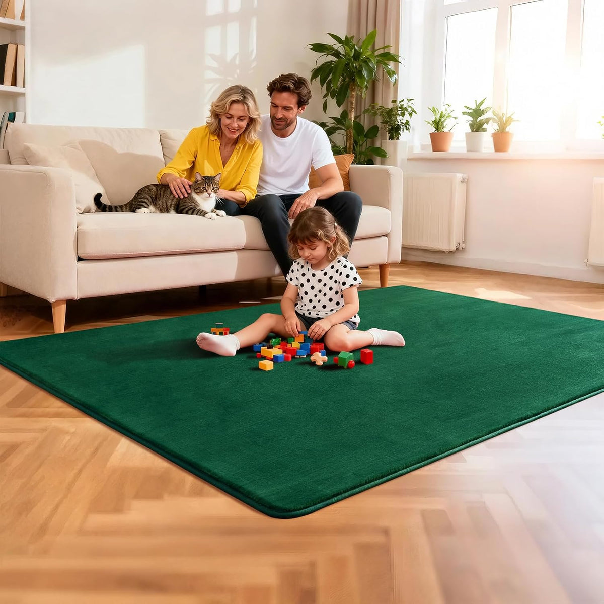Shag Living Room Area Rug, 6x9 Black Washable Fuzzy Bedroom Rugs, Soft Fluffy Indoor Carpets for Dorm Boys Girls Kids Room Nursery Home Decorations