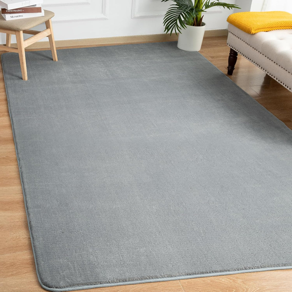 Shag Living Room Area Rug, 6x9 Black Washable Fuzzy Bedroom Rugs, Soft Fluffy Indoor Carpets for Dorm Boys Girls Kids Room Nursery Home Decorations