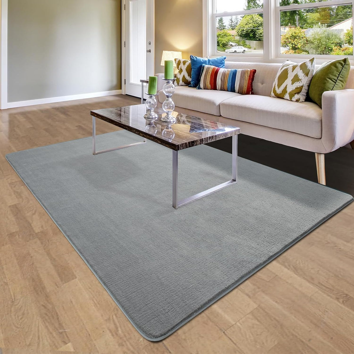 Shag Living Room Area Rug, 6x9 Black Washable Fuzzy Bedroom Rugs, Soft Fluffy Indoor Carpets for Dorm Boys Girls Kids Room Nursery Home Decorations