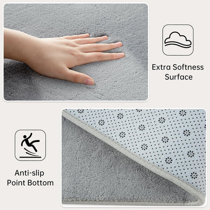 Shag Living Room Area Rug, 6x9 Black Washable Fuzzy Bedroom Rugs, Soft Fluffy Indoor Carpets for Dorm Boys Girls Kids Room Nursery Home Decorations