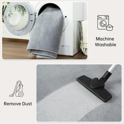 Shag Living Room Area Rug, 6x9 Black Washable Fuzzy Bedroom Rugs, Soft Fluffy Indoor Carpets for Dorm Boys Girls Kids Room Nursery Home Decorations