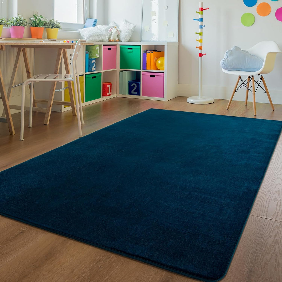 Shag Living Room Area Rug, 6x9 Black Washable Fuzzy Bedroom Rugs, Soft Fluffy Indoor Carpets for Dorm Boys Girls Kids Room Nursery Home Decorations