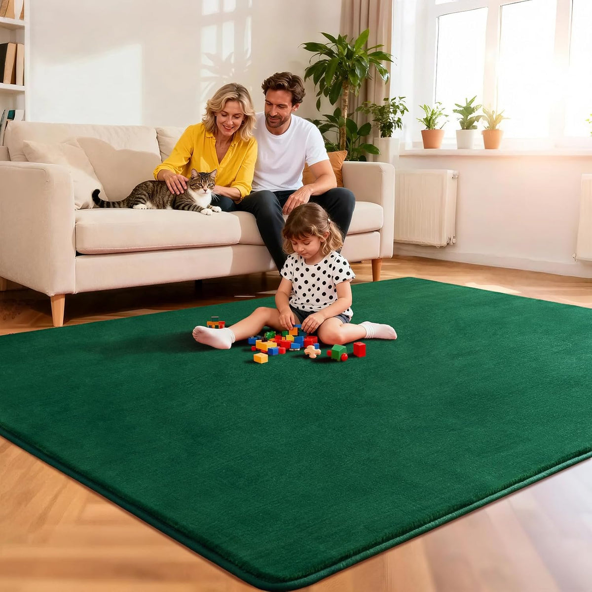 Shag Living Room Area Rug, 6x9 Black Washable Fuzzy Bedroom Rugs, Soft Fluffy Indoor Carpets for Dorm Boys Girls Kids Room Nursery Home Decorations