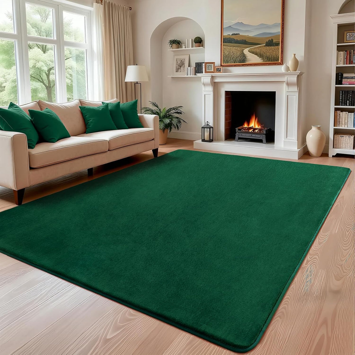 Shag Living Room Area Rug, 6x9 Black Washable Fuzzy Bedroom Rugs, Soft Fluffy Indoor Carpets for Dorm Boys Girls Kids Room Nursery Home Decorations