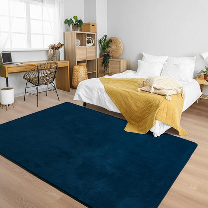 Shag Living Room Area Rug, 6x9 Black Washable Fuzzy Bedroom Rugs, Soft Fluffy Indoor Carpets for Dorm Boys Girls Kids Room Nursery Home Decorations