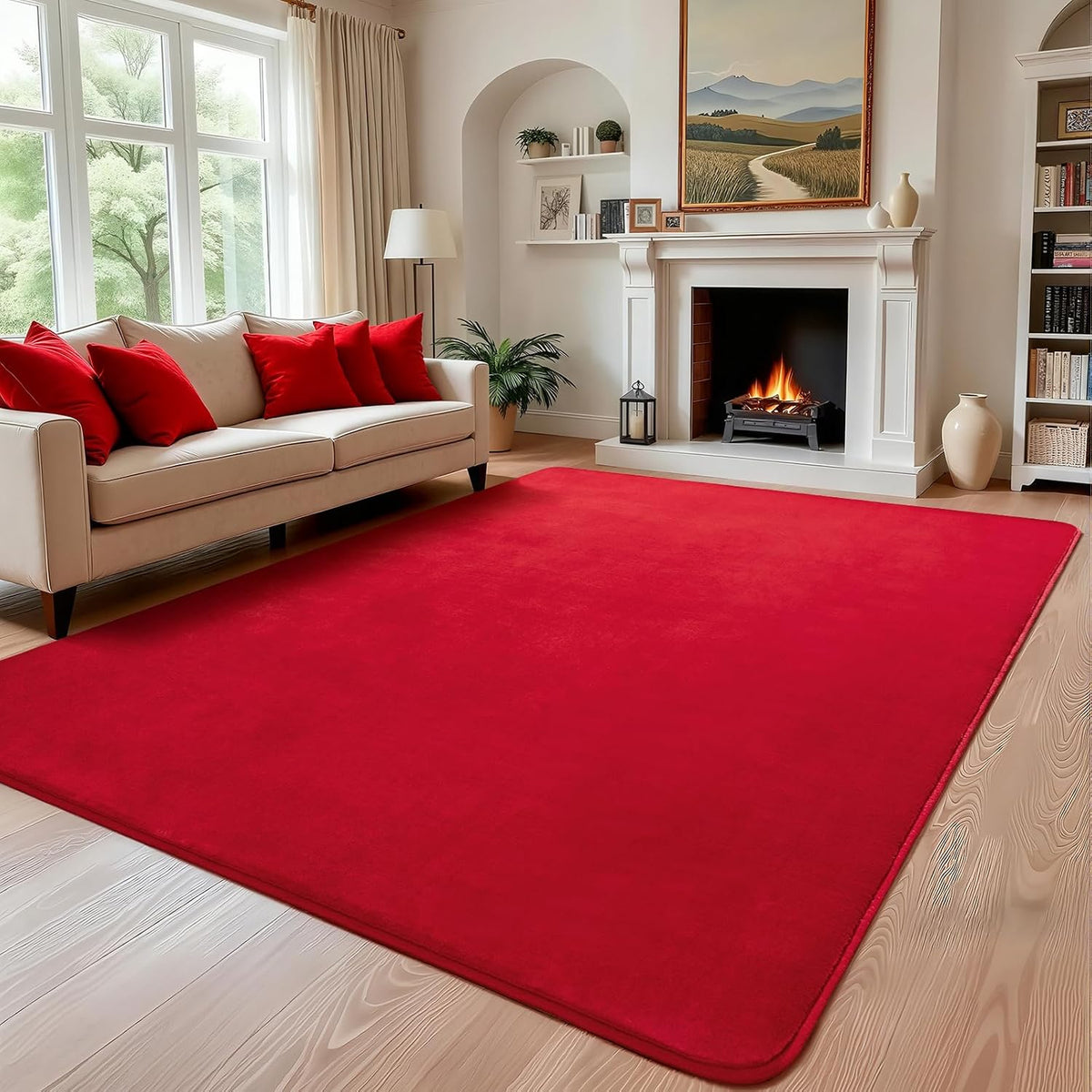 Shag Living Room Area Rug, 6x9 Black Washable Fuzzy Bedroom Rugs, Soft Fluffy Indoor Carpets for Dorm Boys Girls Kids Room Nursery Home Decorations