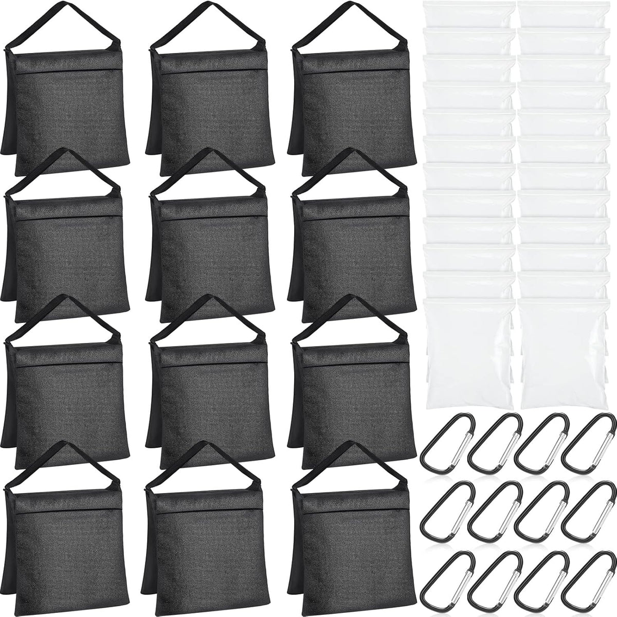 12 Packs Photography Weight Bags Photo Studio Filled Weight Bag Empty Heavy Sandbag Set for Photography Tripod Stand Light Stand Sports Outdoor Photo Video Studio Boom Brackets (Black)