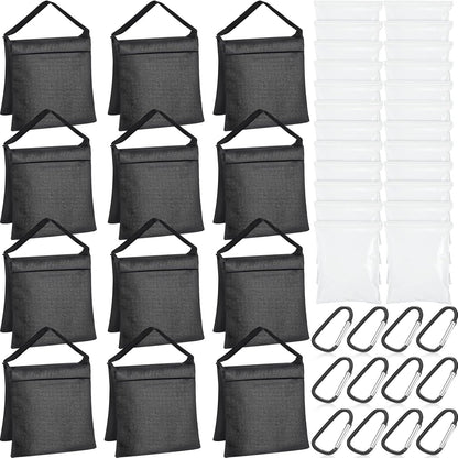 12 Packs Photography Weight Bags Photo Studio Filled Weight Bag Empty Heavy Sandbag Set for Photography Tripod Stand Light Stand Sports Outdoor Photo Video Studio Boom Brackets (Black)