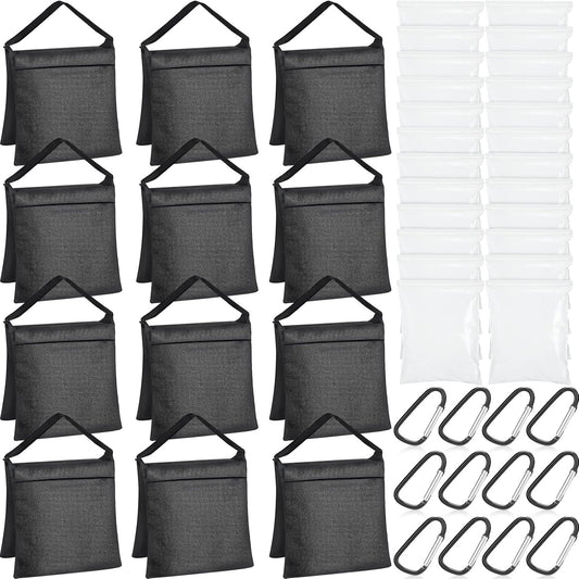 12 Packs Photography Weight Bags Photo Studio Filled Weight Bag Empty Heavy Sandbag Set for Photography Tripod Stand Light Stand Sports Outdoor Photo Video Studio Boom Brackets (Black)