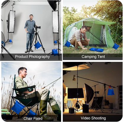 12 Packs Photography Weight Bags Photo Studio Filled Weight Bag Empty Heavy Sandbag Set for Photography Tripod Stand Light Stand Sports Outdoor Photo Video Studio Boom Brackets (Black)