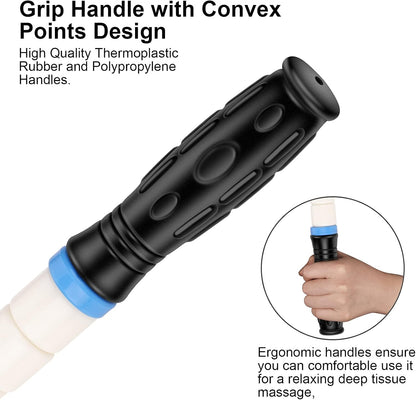 Portable Massage Roller Stick the Ultimate Muscle Roller 17 Inches Recommended By Physical Therapists Promotes Recovery Fast Relief for Cramps Soreness Tight Muscles-White