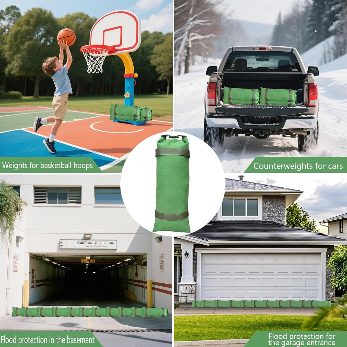 4 Pack Thick Canvas Flood Sandbags w/Handles Convenient for Flood Control