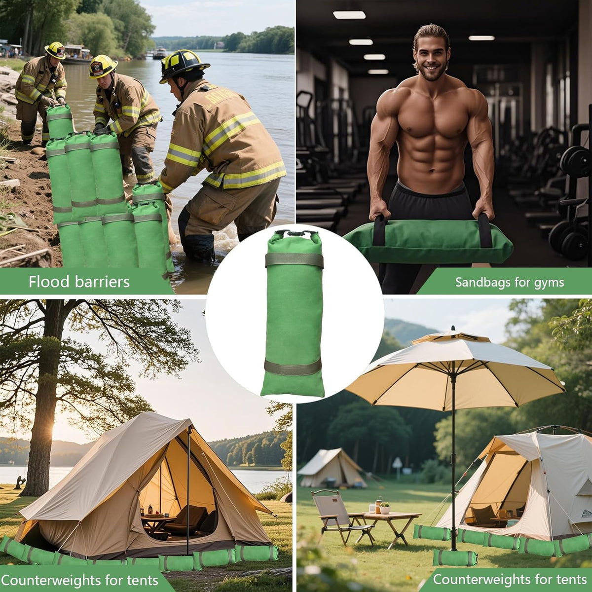 4 Pack Thick Canvas Flood Sandbags w/Handles Convenient for Flood Control