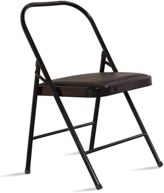 Portable Foldable Yoga Chair,Iyengar Yoga Chair,PU Leather,Front and Rear Beam Design,Backless Yoga Chair,Pilates Yoga Chair,Yoga Inversion Chair,Black