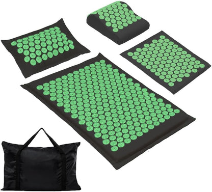 28.7" Acupressure Mat and Pillow Set with Carry Bag (Black)
