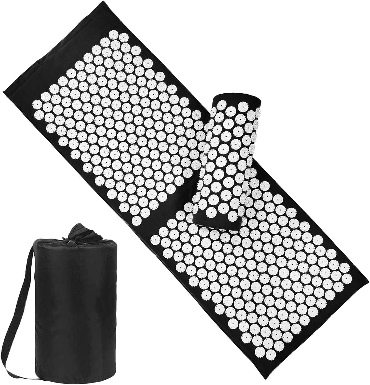 28.7" Acupressure Mat and Pillow Set with Carry Bag (Black)