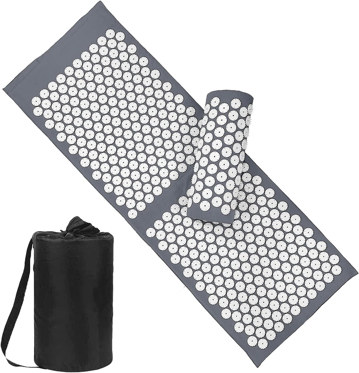 28.7" Acupressure Mat and Pillow Set with Carry Bag (Black)