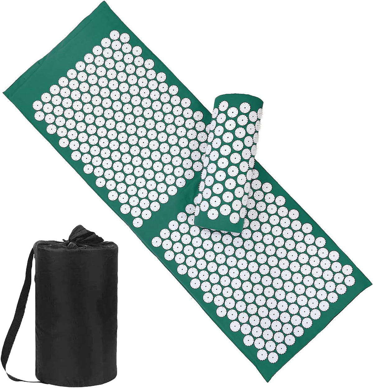 28.7" Acupressure Mat and Pillow Set with Carry Bag (Black)