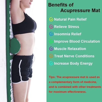 28.7" Acupressure Mat and Pillow Set with Carry Bag (Black)