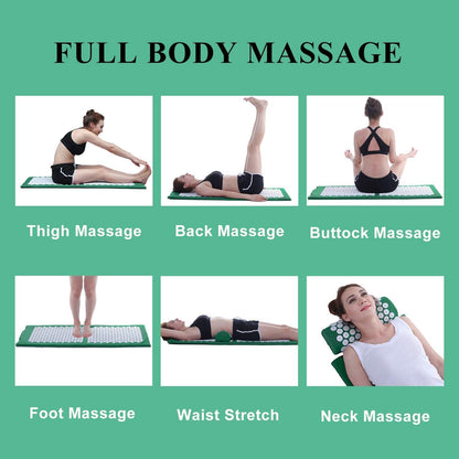 28.7" Acupressure Mat and Pillow Set with Carry Bag (Black)