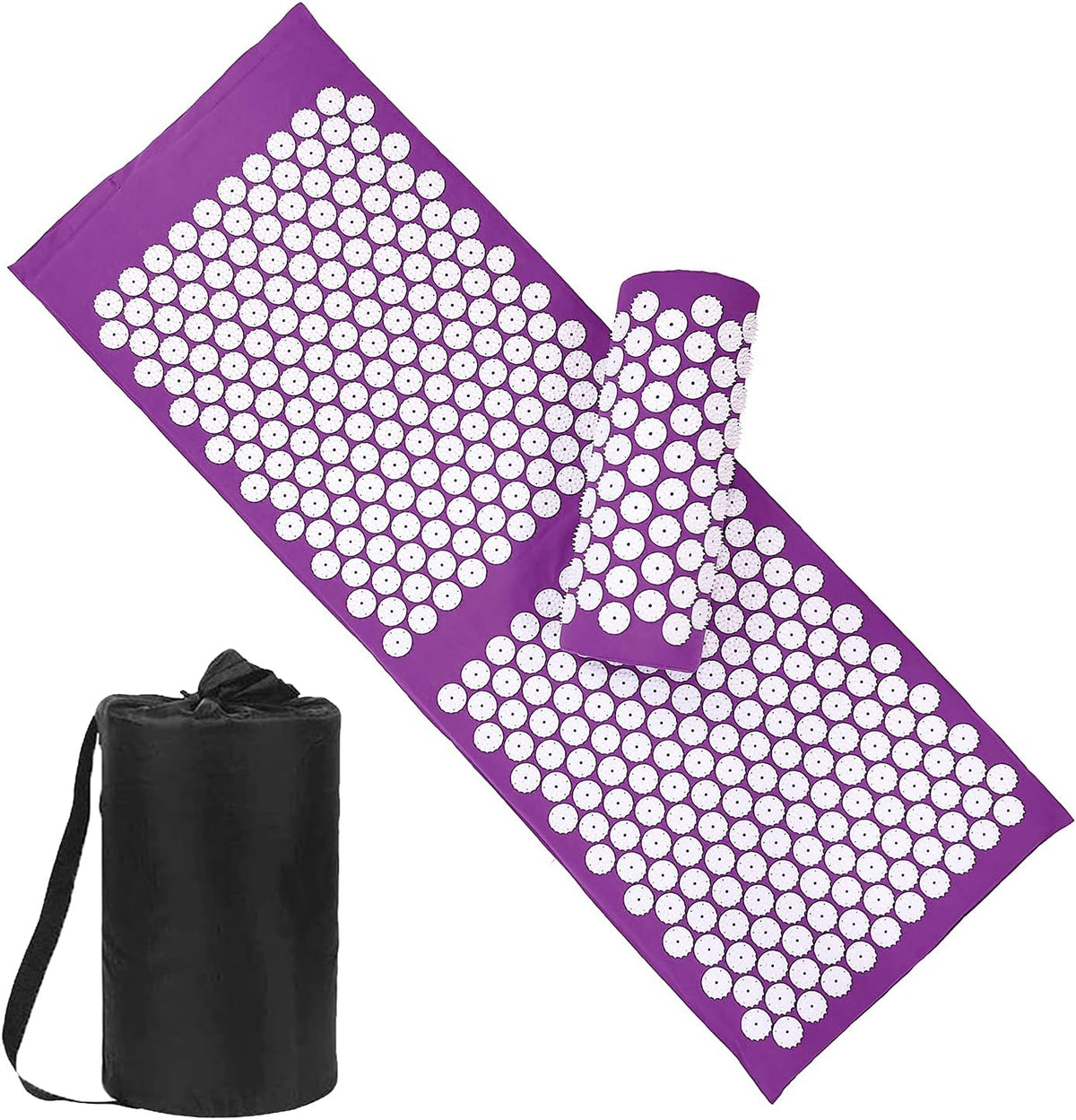 28.7" Acupressure Mat and Pillow Set with Carry Bag (Black)