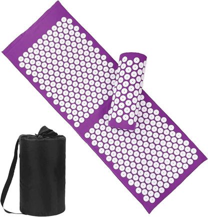 28.7" Acupressure Mat and Pillow Set with Carry Bag (Black)