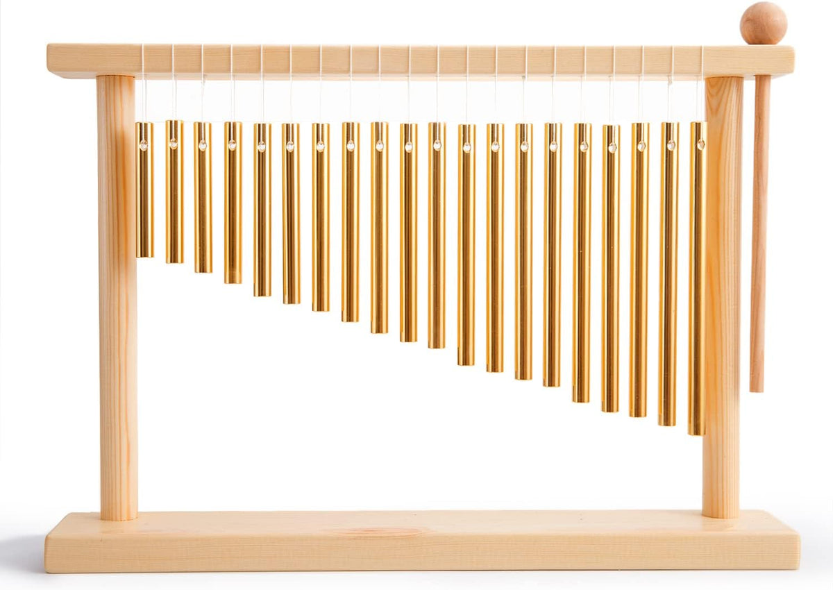 20 Note Chime Wind Chime 20 Bars Instrument Percussion with Mallet (Gold)
