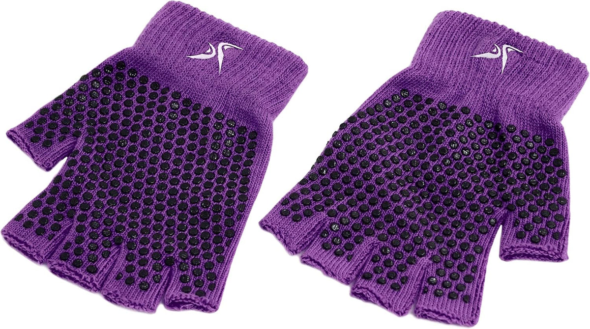 Grippy Yoga Gloves, Yoga Hand Grips with Firm Fingerless Design, One Size Fits All Yoga Gloves with Grips for Women and Men