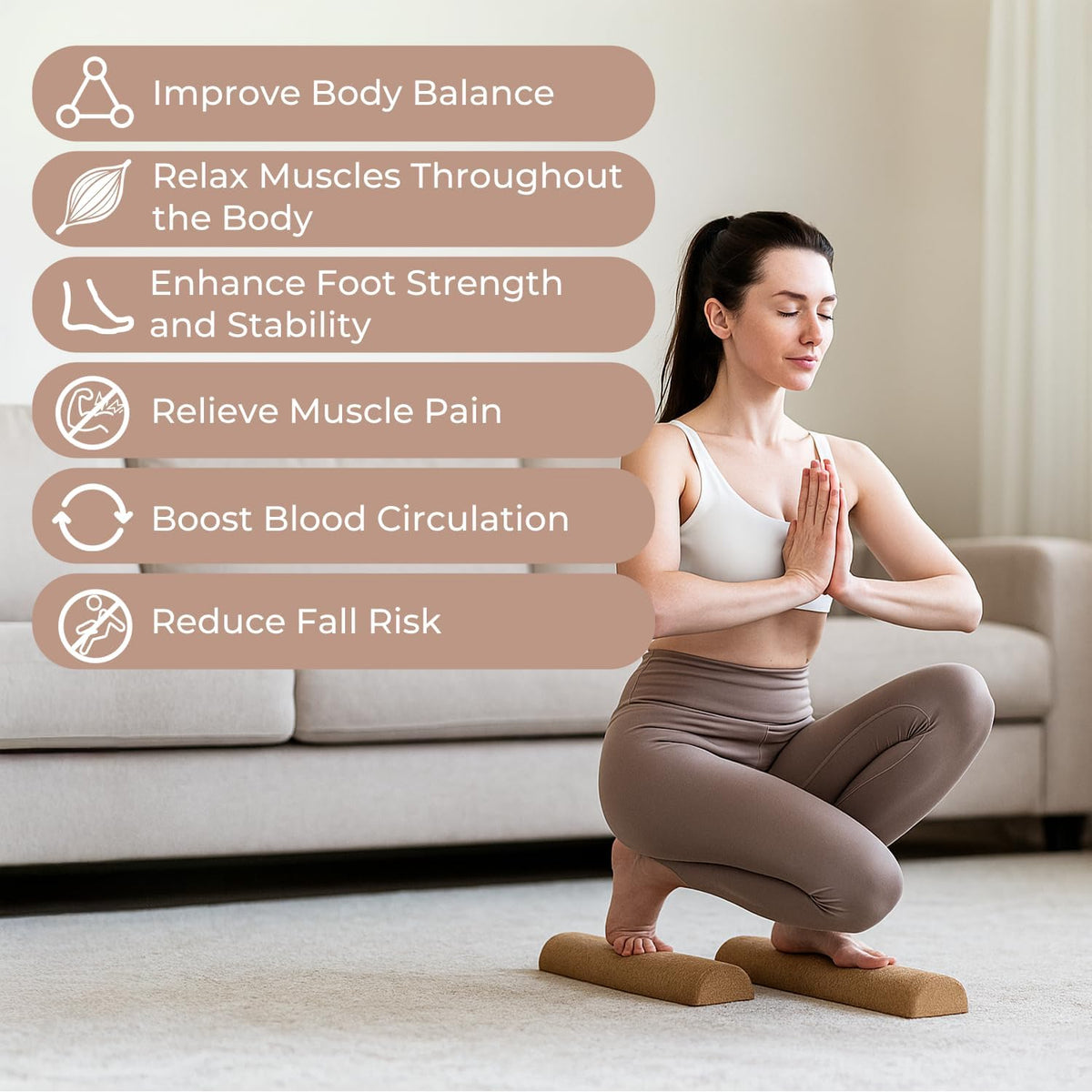5-in-1 Cork Balance Board Kit - 15.7" Ankle Balance Board with Peanut Massage Ball, Balance Trainer, Foot Strengthener for Full Body Massage | Balance Stability | Improve Mobility | Prevent Falls