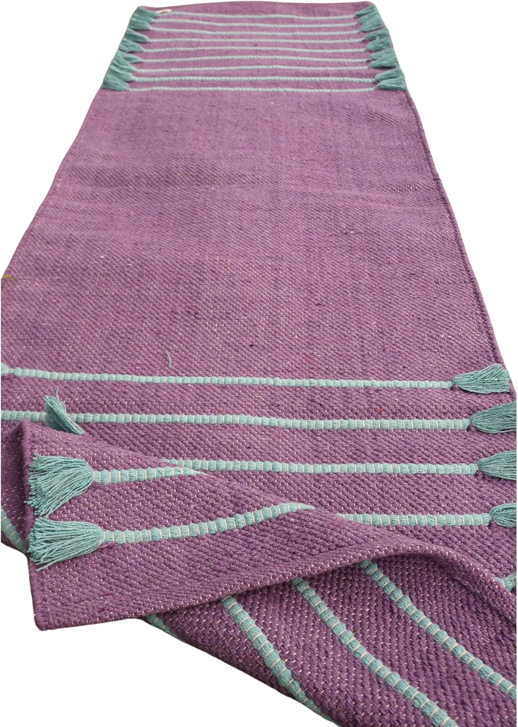 Cotton Organic Yoga Mat - Eco-Friendly Hand-Woven Rug - Handloom Foldable Yoga Mat for Everyday Fitness Maditation Rug - (24”x72”)