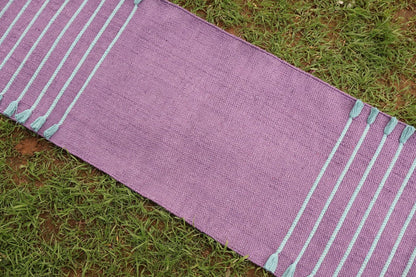 Cotton Organic Yoga Mat - Eco-Friendly Hand-Woven Rug - Handloom Foldable Yoga Mat for Everyday Fitness Maditation Rug - (24”x72”)