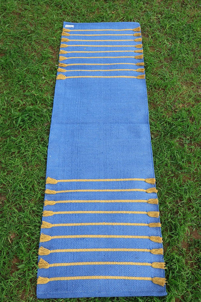 Cotton Organic Yoga Mat - Eco-Friendly Hand-Woven Rug - Handloom Foldable Yoga Mat for Everyday Fitness Maditation Rug - (24”x72”)