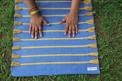 Cotton Organic Yoga Mat - Eco-Friendly Hand-Woven Rug - Handloom Foldable Yoga Mat for Everyday Fitness Maditation Rug - (24”x72”)