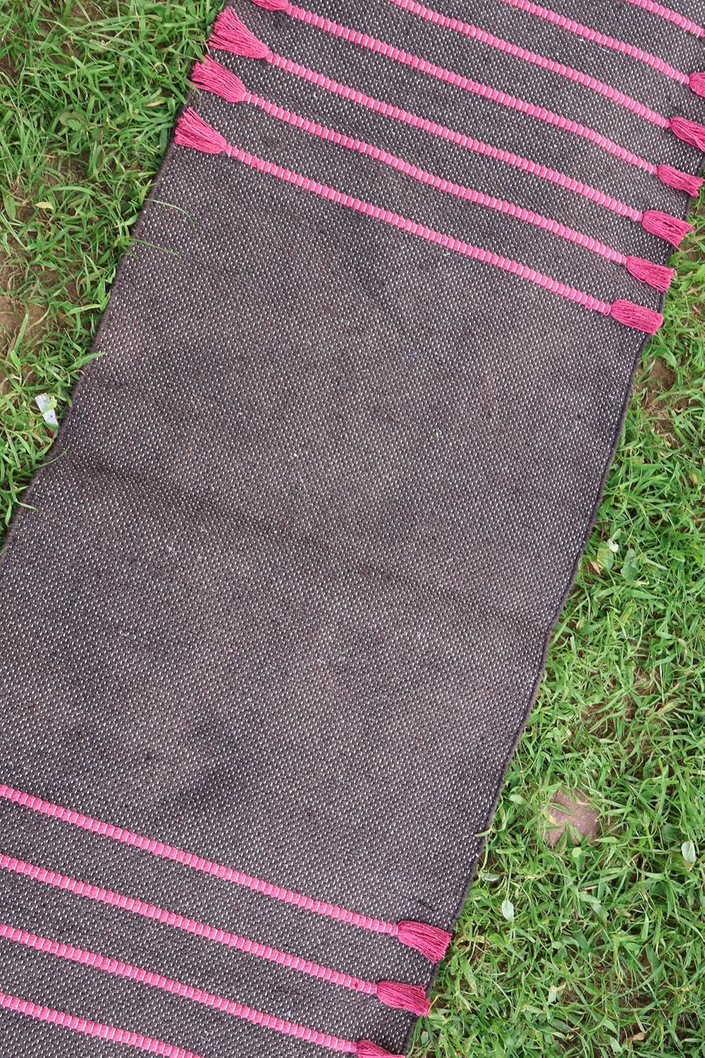 Cotton Organic Yoga Mat - Eco-Friendly Hand-Woven Rug - Handloom Foldable Yoga Mat for Everyday Fitness Maditation Rug - (24”x72”)