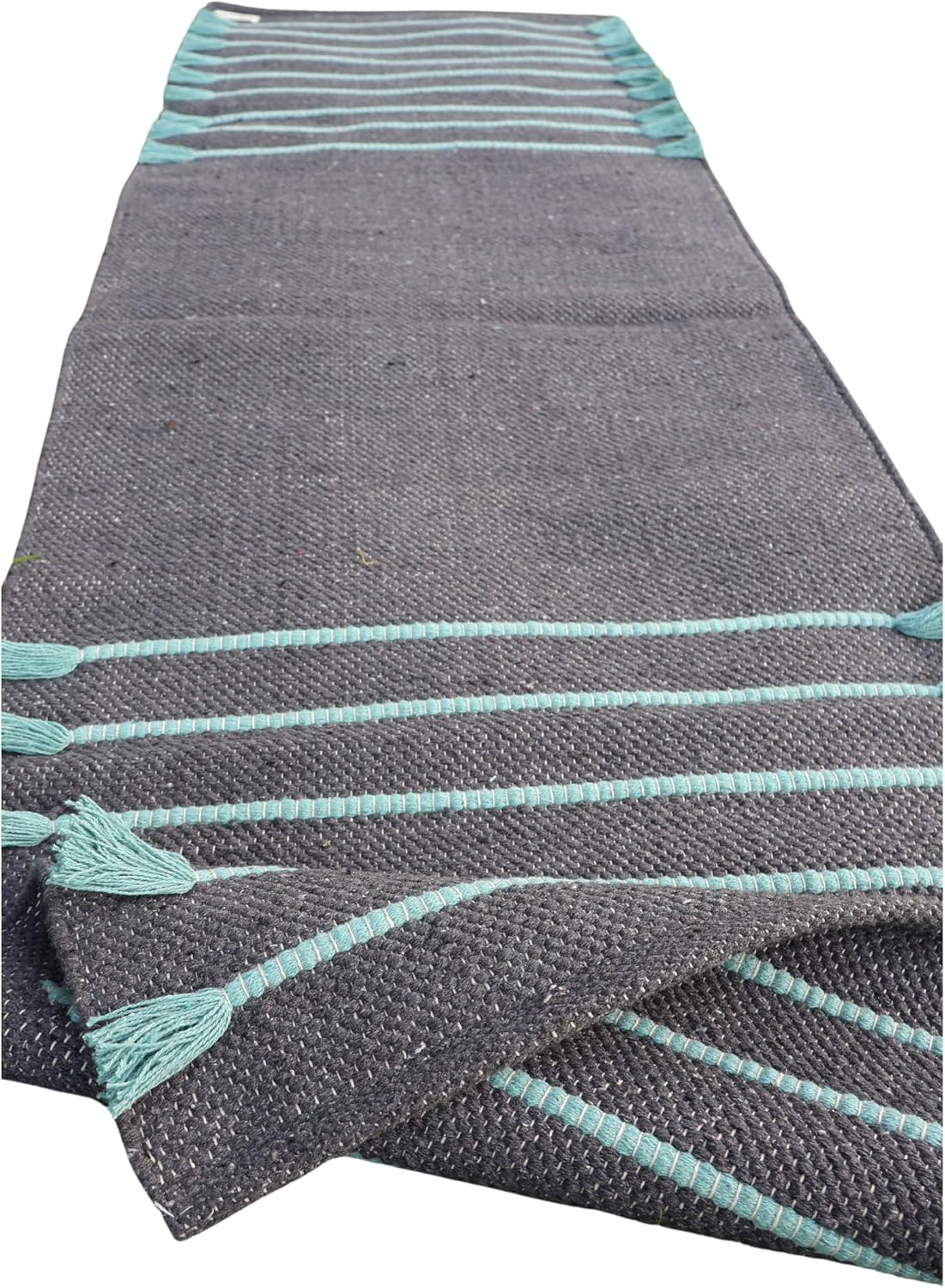 Cotton Organic Yoga Mat - Eco-Friendly Hand-Woven Rug - Handloom Foldable Yoga Mat for Everyday Fitness Maditation Rug - (24”x72”)