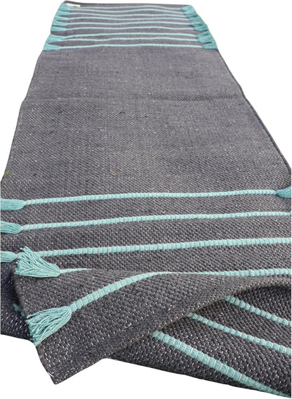 Cotton Organic Yoga Mat - Eco-Friendly Hand-Woven Rug - Handloom Foldable Yoga Mat for Everyday Fitness Maditation Rug - (24”x72”)